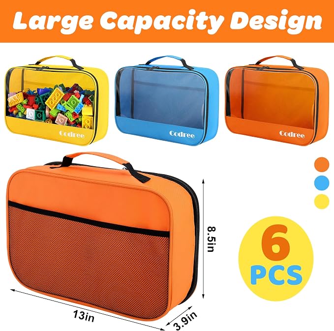 codree 6 Pack Large Oxford Cloth Toy Storage Bags, 13 x 8.5 x 3.9 Inch Visible - Image 2