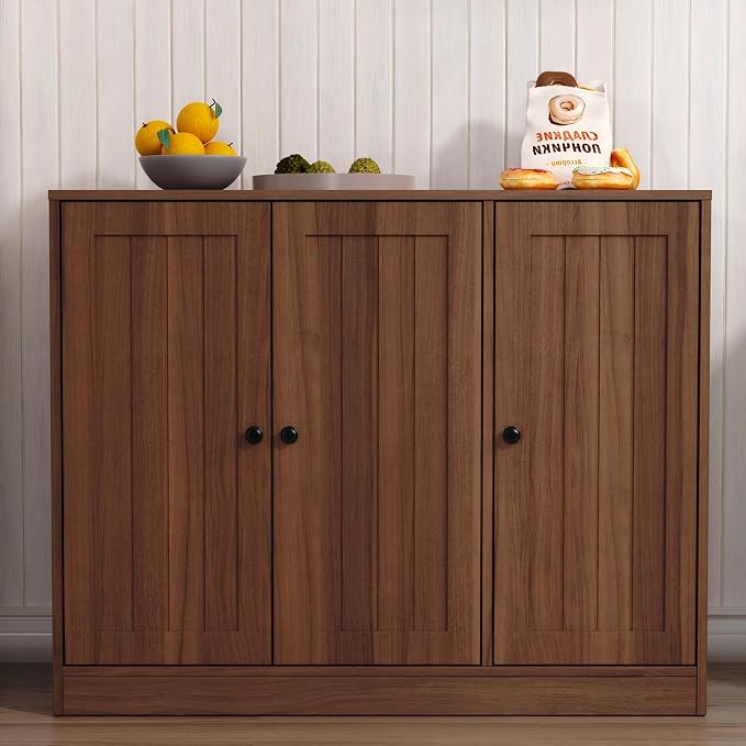 Buffet Cabinet with 3 Door, Kitchen Storage Cabinet with Adjustable Shelf by Furnify