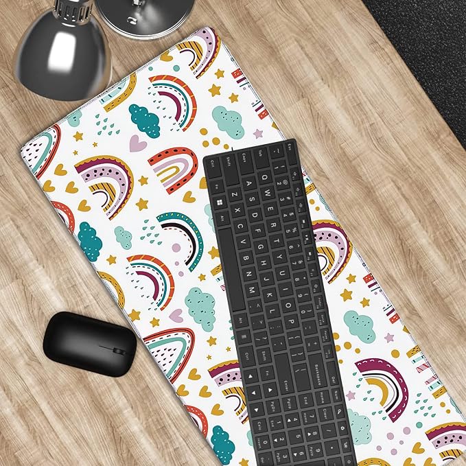 Rainbow in Cartoon Gaming Mouse Pad XXL Large Desk Mouse Pad Keyboard Mat - Image 6