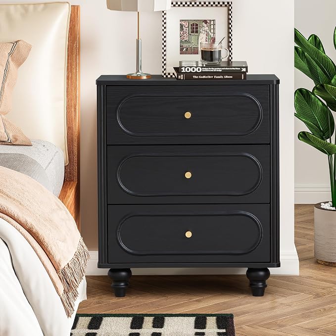 Fluted 3 Drawer Dresser for Bedroom, Modern Mid Century Chest of Drawers - Image 5