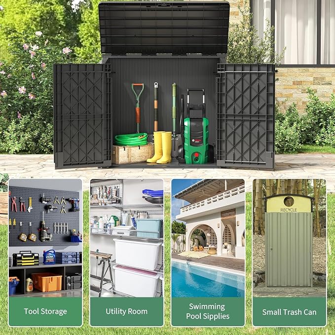 36 Cu Ft Resin Outdoor Storage Shed, Weatherproof Horizontal Outdoor Storage - Image 7