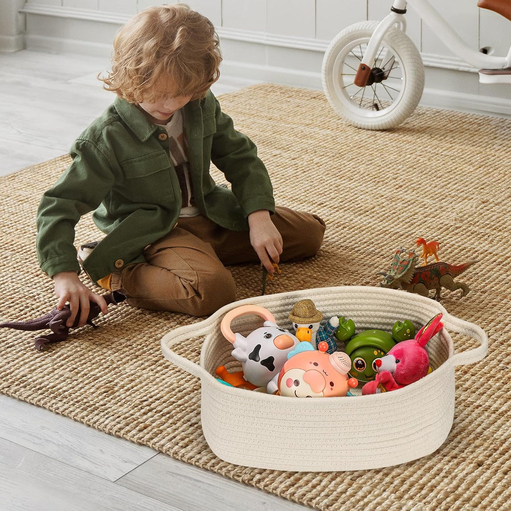 Small Woven Cotton Rope Basket Cute Baby Gift Baskets Empty Decorative