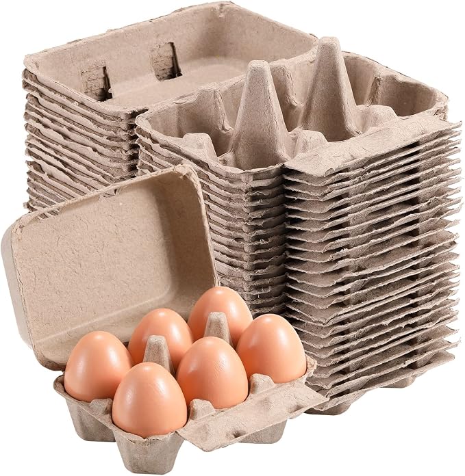 Half Dozen Vintage Egg Cartons 25 Pack, Blank Natural Pulp 6 Count Carton - Image 8
