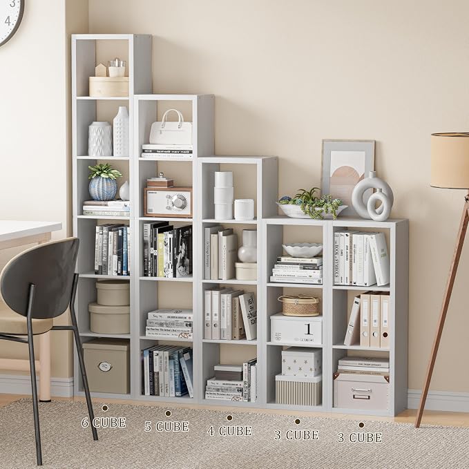 Tall Cube Storage Organizer Bookcase, 6 Tier 11 inch Open Back Cubical Shelf - Image 4