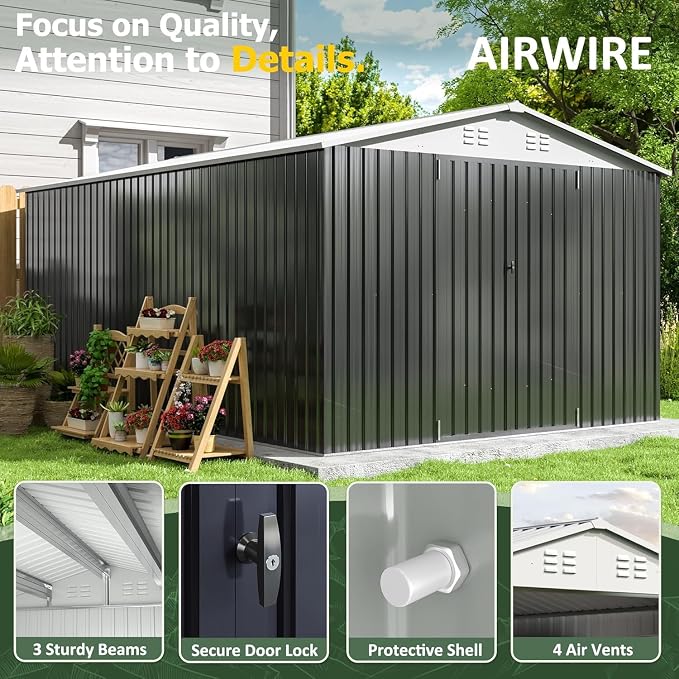 10x14 FT Outdoor Storage Shed, Garden Shed - Image 2