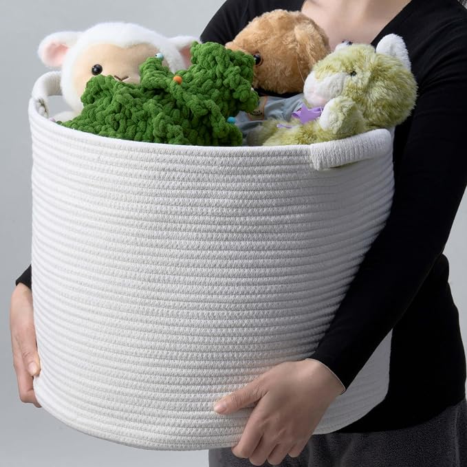 Blanket Basket - Woven Round Rope Storage Basket - Image 5