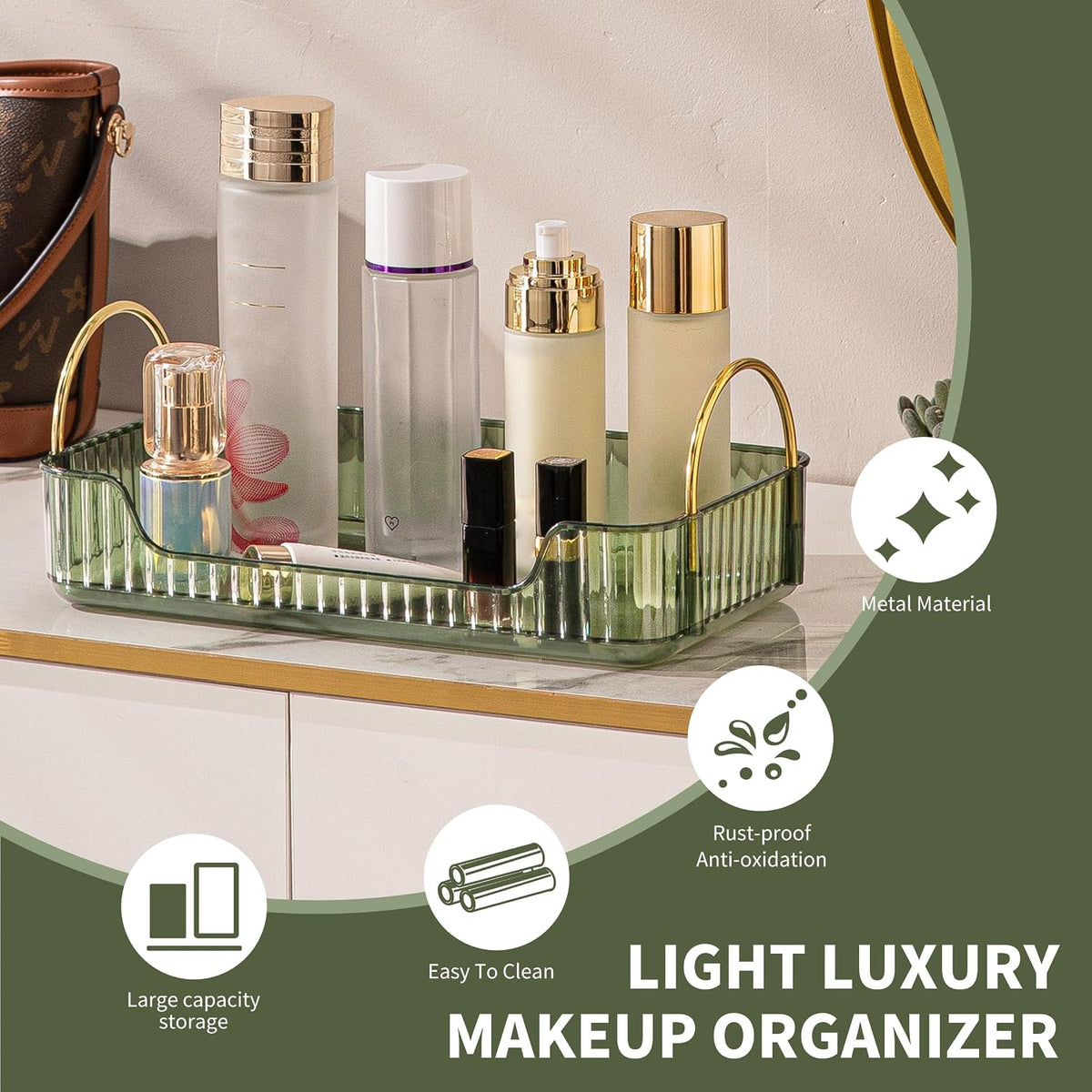 YCIA&DONE Bathroom Organizer Countertop, Makeup Storage, Skincare