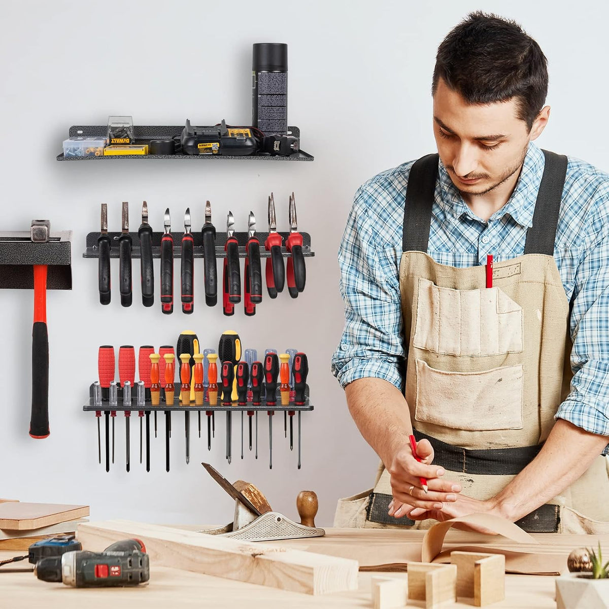AHOWPD Screwdriver Organizer, Metal Plier Organizer Hammer Rack