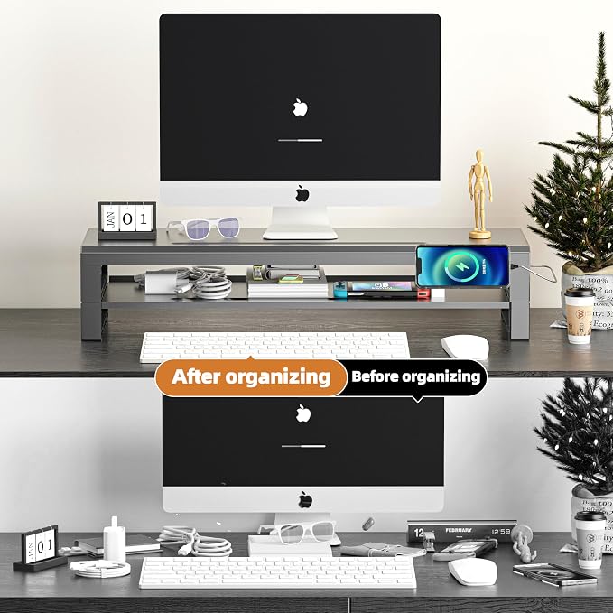 2-Tier Metal Computer monitor stand Laptop Desk Shelf & Monitor Riser ，27.55 - Image 3