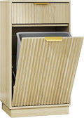 Tilt-Out Trash Cabinet with 10-Gallon Capacity, Walnut Laundry Hamper Cabinet by Unknown