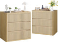 Fluted Nightstand Set of 2, Natural Oak Night Stand by StandifurnoFurniture