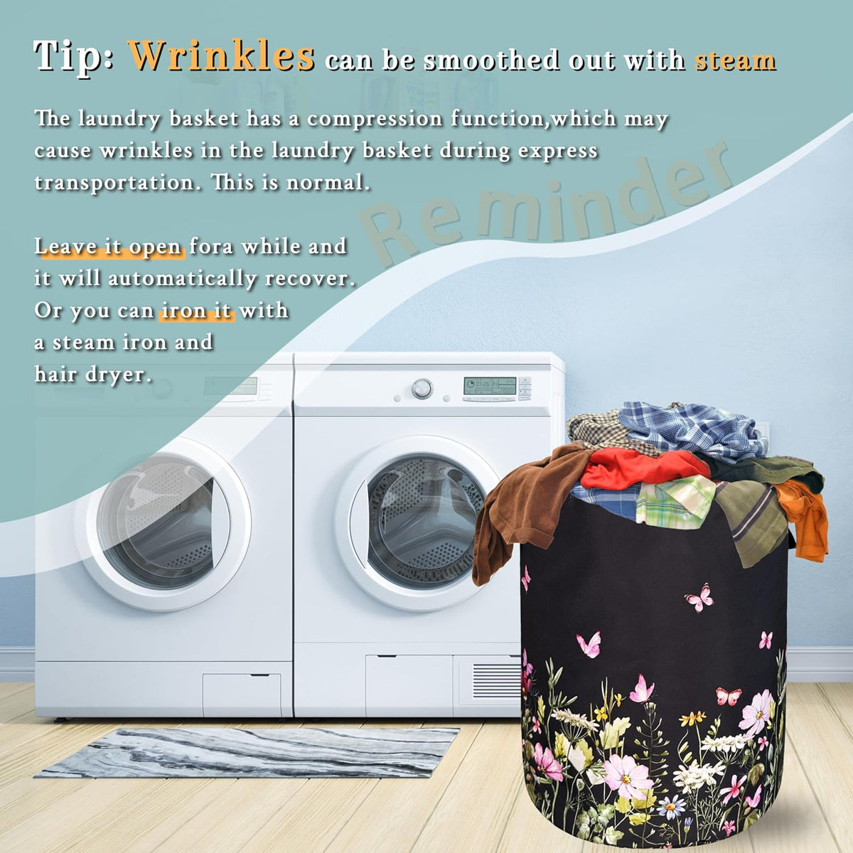 Beautiful Flowers Laundry Basket Oxford Cloth Foldable Hamper