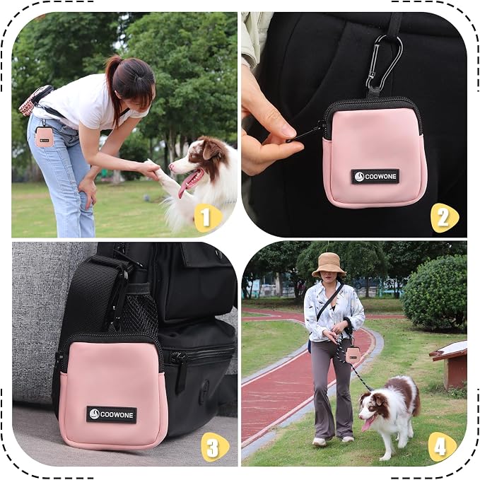 COOWONE Dog Treat Pouch 2 Pack, Waterproof, Zipper Closure, Hands Free - Image 7