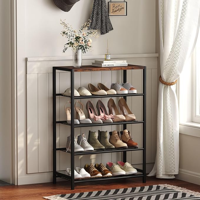 Yusong Shoe Rack Organizer, 5 Tier Industrial Shoe Storage Shelf, Narrow Sturdy - Image 2