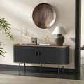 55''W Black Cabinet with Storage, Media Console, Tambour TV Stand, Television by FiveWillowise
