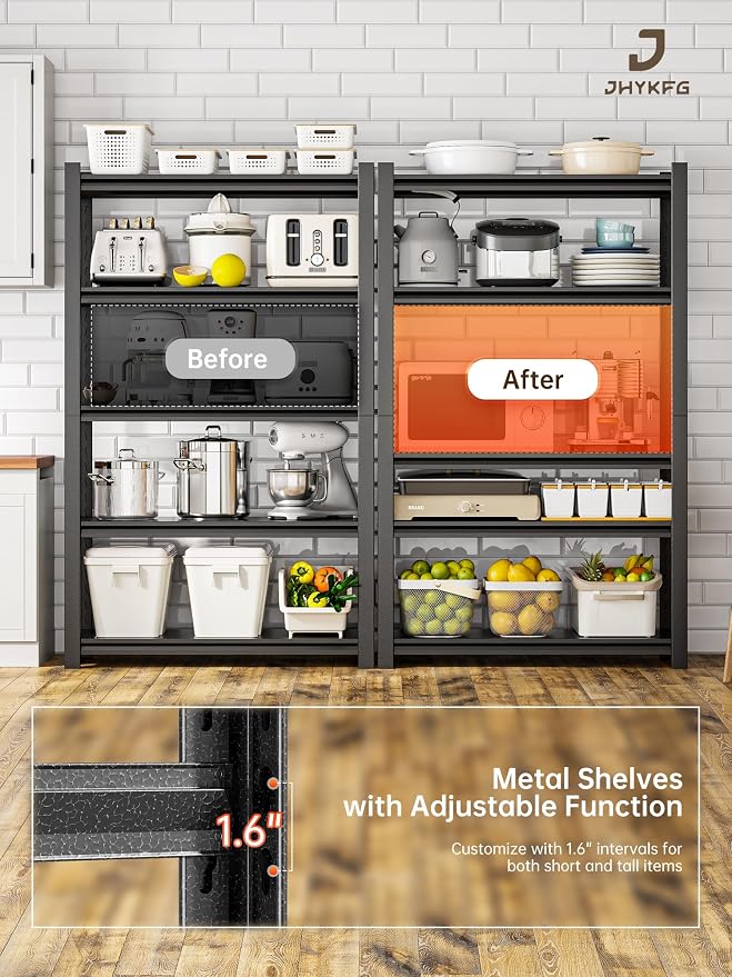 JHYKHG 72" W Storage Shelves, 5-Tier Heavy Duty Garage Shelving, Adjustable - Image 4