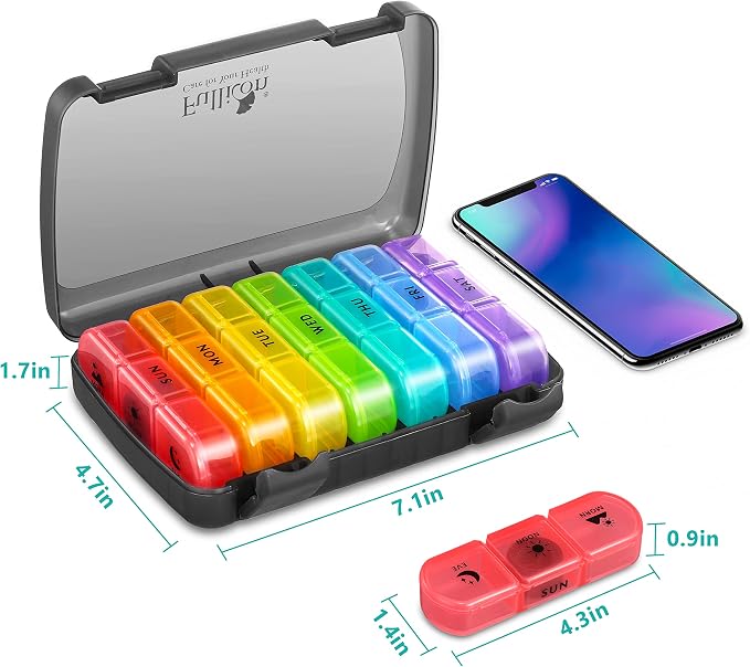Pill Organizer 3 Times a Day, Fullicon Large Weekly Pill Case 7 Day, Daily Pill - Image 6