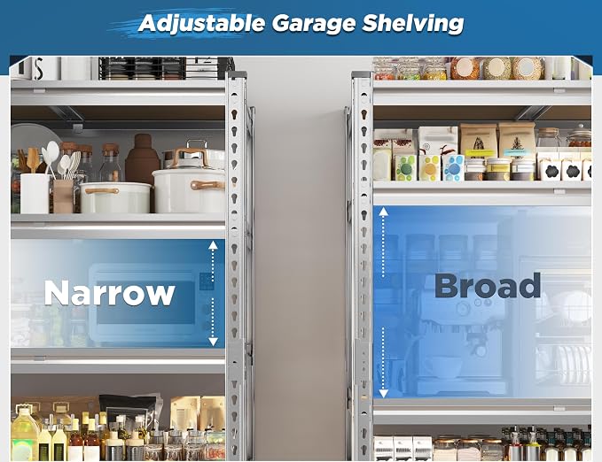 REIBII Garage Shelving, 5 Tier Storage Shelves Load 3000LBS, Adjustable Garage - Image 5