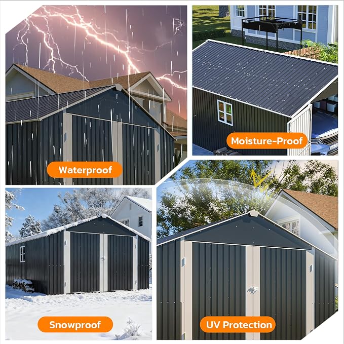 12x20 FT Heavy Duty Metal Garage Shed, Extra Large Outdoor Storage Building - Image 8