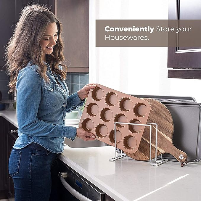 Stock Your Home White Steel Baking Pan Organizer Rack - Image 5