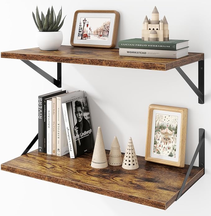 Deep Floating Shelves Wall Mounted, Living Room, Office by Acovy