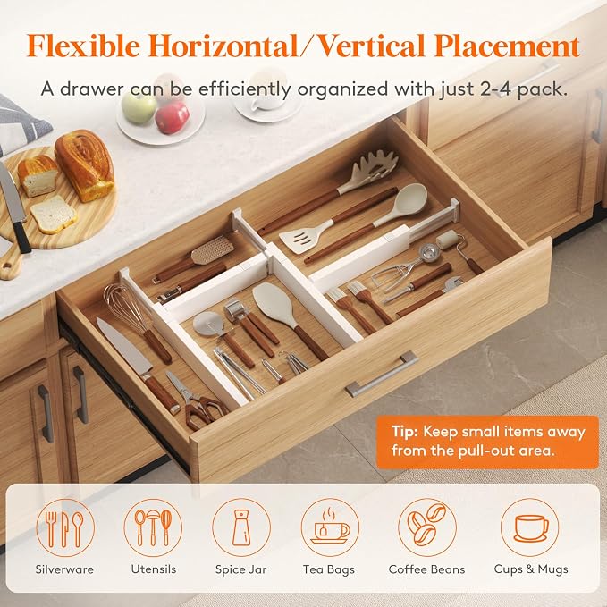 Lifewit 12 Pack Kitchen Drawer Dividers 2.36" High, Plastic Expandable - Image 6