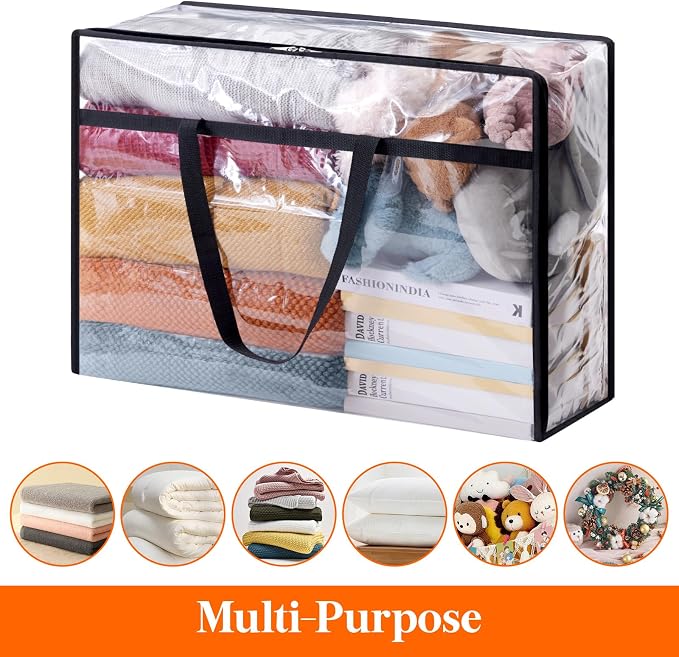 Lifewit 3 Pack Clear Clothes Storage Bags, 75L Large Plastic Blanket Storage - Image 4