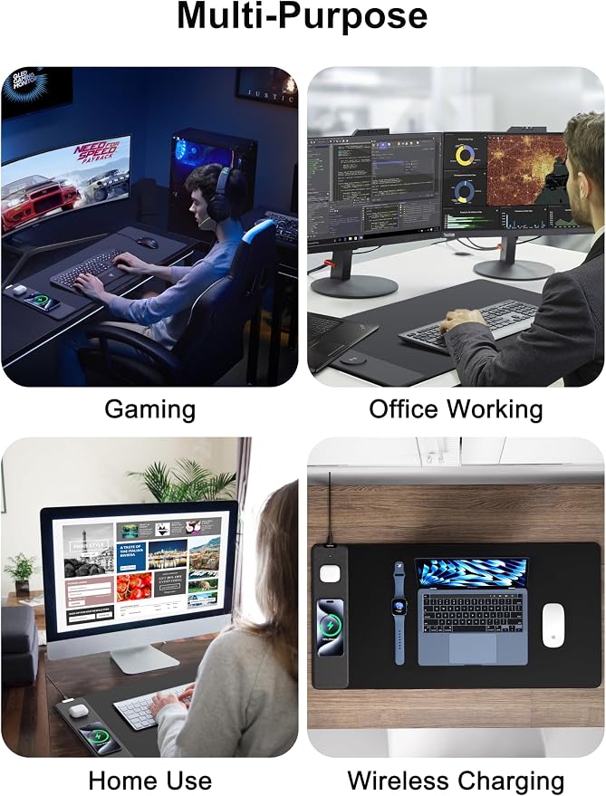 TopMade Mouse Pad with 15W Fast Wireless Charging, 35.43"x15.75" XXXL Large - Image 8