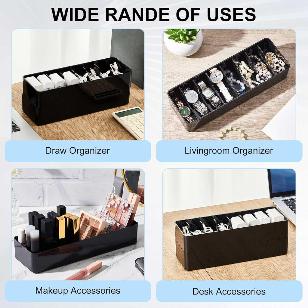 Tatuo Cord Organizer Box with Lid, Black, 1 Pack
