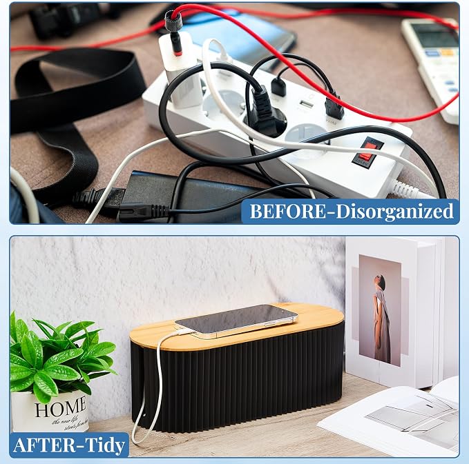 Marsui 2 Pcs Black Cable Management Organizer Box - Image 4
