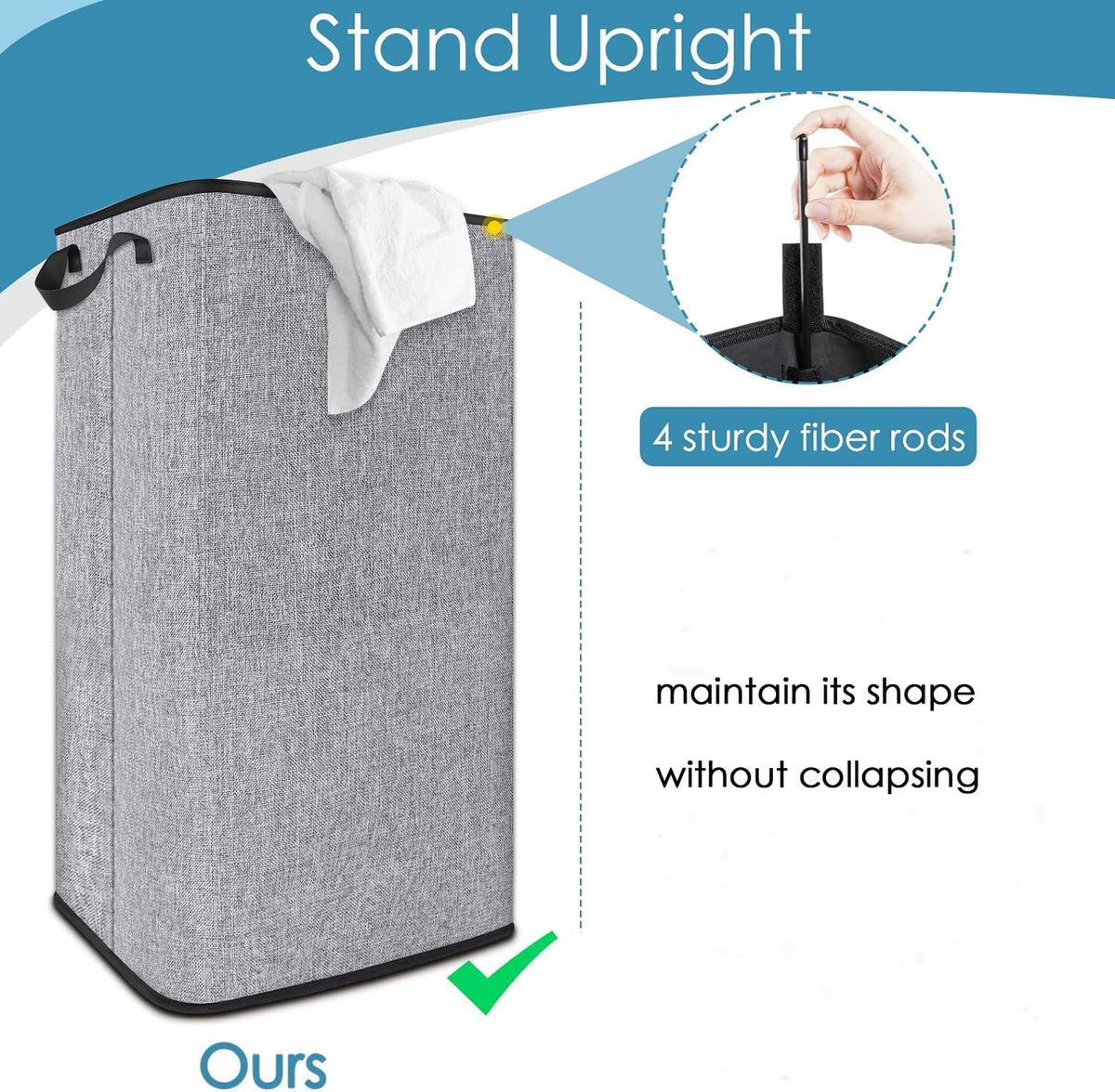 Extra Large Laundry Hamper, Folding 100L Laundry Basket, Grey