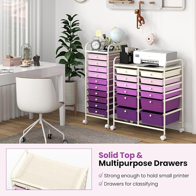 Giantex 12 Drawers Rolling Storage Cart, Classroom Organizers - Image 4
