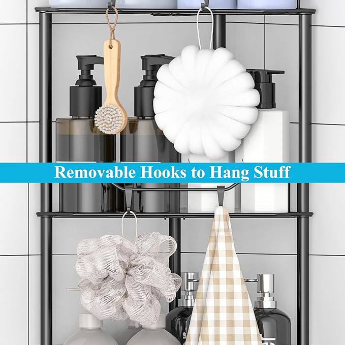 2 Tier Floor Standing Corner Shower Caddy Organizer Shelf - Image 5