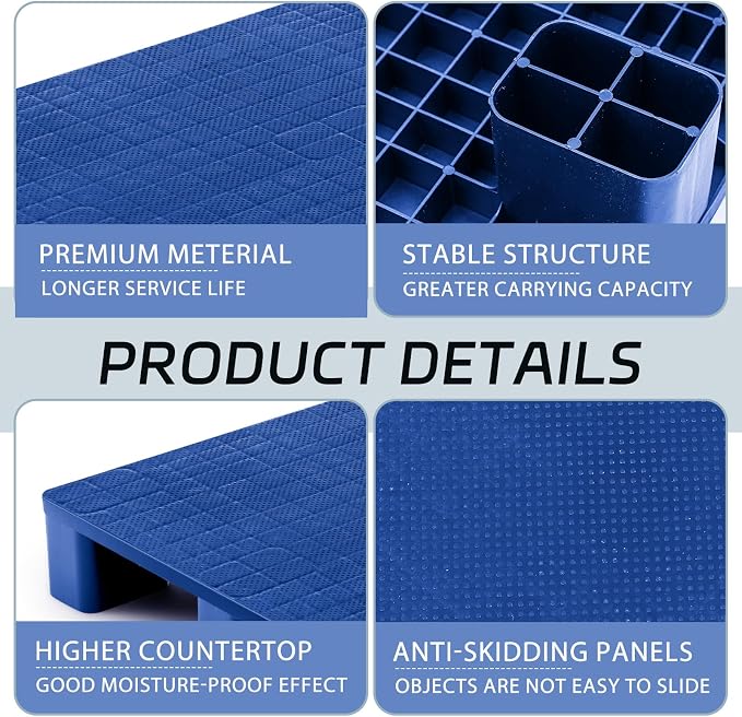 2 Pcs Plastic Pallet for Basement Storage Easy Stack Lightweight Floor Pallet - Image 3