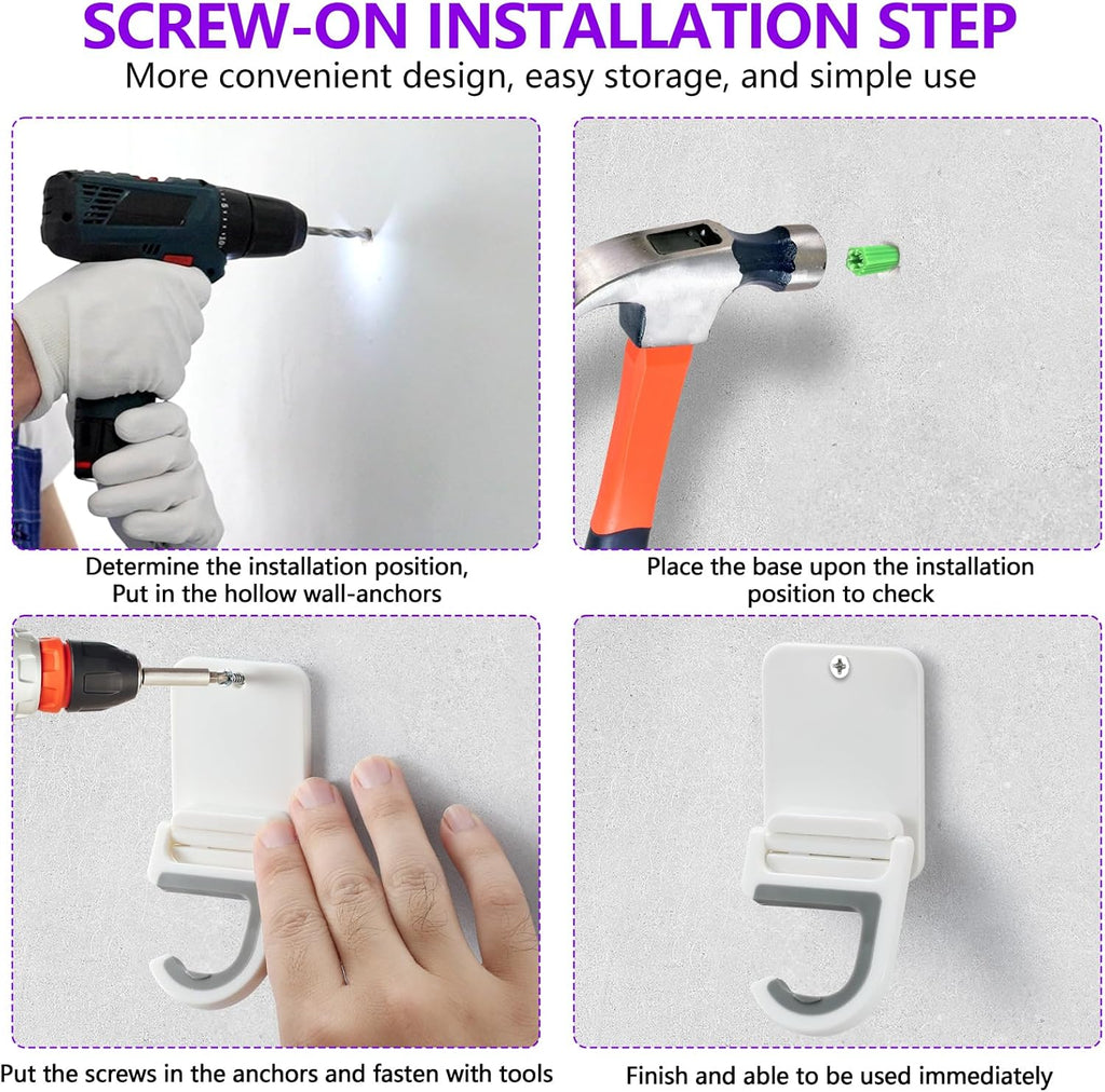 Broom and Mop Holder Wall Mount, Heavy Duty Screw Drilling Gripper