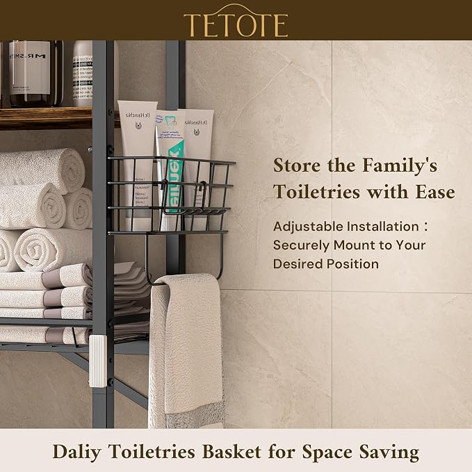 TETOTE Over Toilet Bathroom Organizer, 4-Tier Bathroom Over The Toilet Storage - Image 7