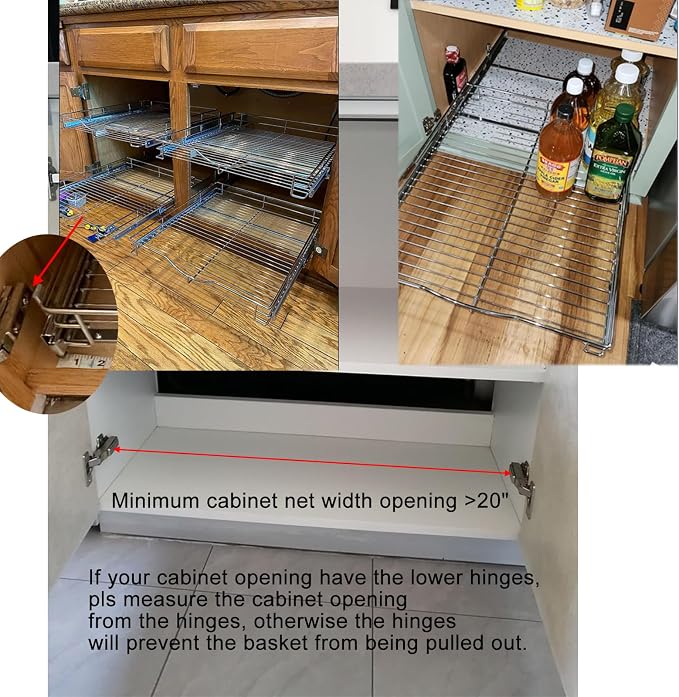 DINDON Pull Out Cabinet Organizer, Heavy-Duty Metal Sliding Drawer Shelf - Image 3