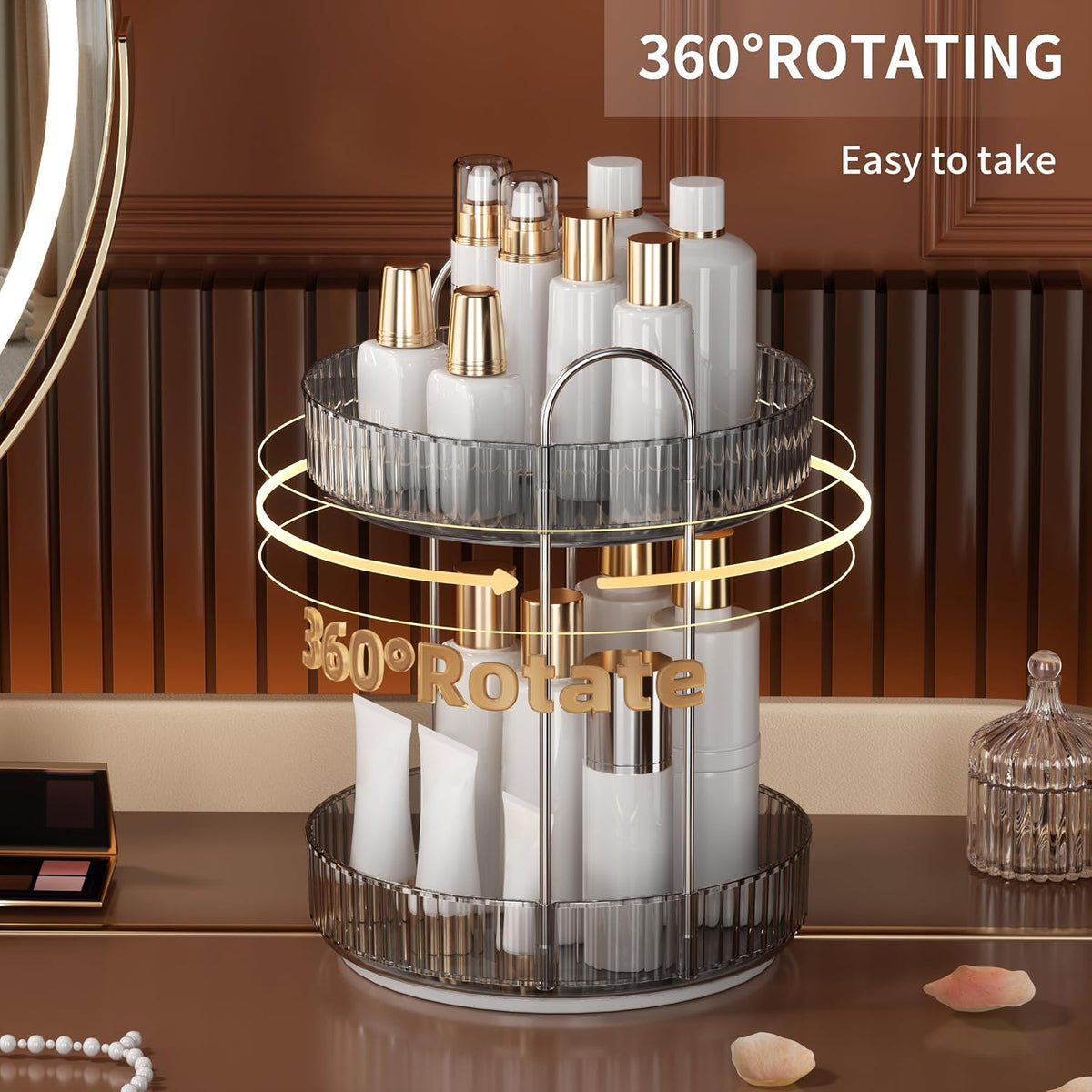 YCIA&DONE 360 Rotating Makeup Organizer and Storage for Vanity