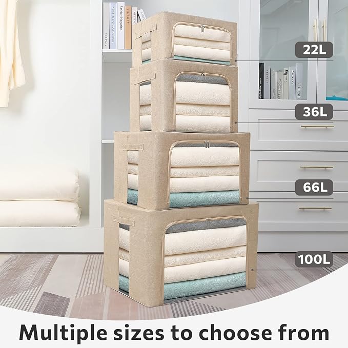 FHSQX Extra Large Clothes Storage Bins Foldable Metal Frame Storage Box - Image 7