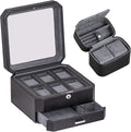 ROTHWELL Gift Set 6 Slot Leather Watch Box and 2 Watch Travel Case by RothwellSanFrancisco