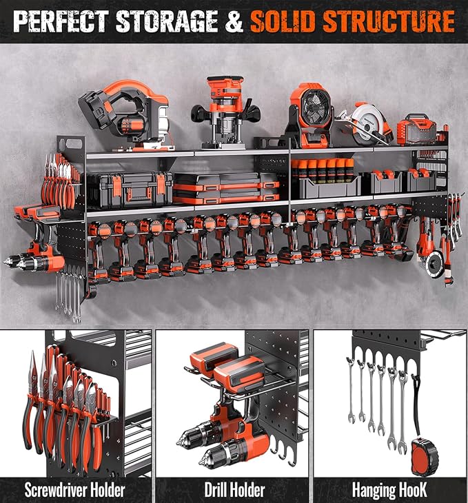 2-Pack Large Power Tool Organizer Wall Mount, Heavy Duty Cordless Tool Organizer - Image 5