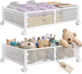 Under Bed Storage Container with Wheels,Patterned,Metal,2 Pack,White