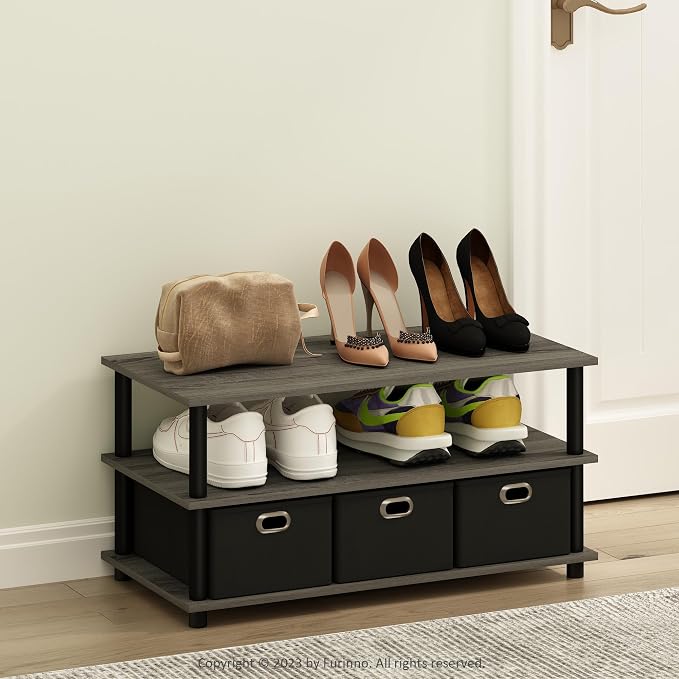 Furinno Turn-N-Tube Shoe Rack, Compact Shoe Organizer, 15.5 x 31.2 x 15.4 by Furinno-FitsYourSpaceFitsYourBudget