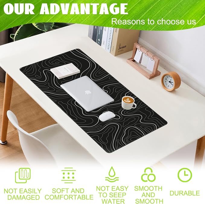 Desk Mat, Topographic Contour Large Gaming Mouse Pad - Image 4