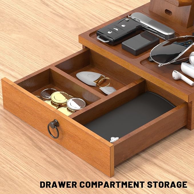 Wood Phone Docking Station, Nightstand Organizer - Image 2