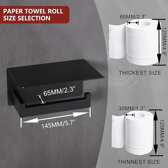 LANC Matte Black Toilet Paper Holder - Image 6