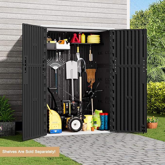 KINYING Outdoor Vertical Storage Shed, 57 Cu.ft Outdoor Storage Cabinet - Image 5