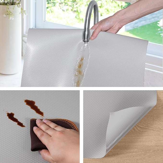 Light Gray Shelf Liners for Kitchen Cabinets Non Adhesive Drawer Liner for - Image 4