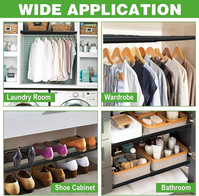 Expandable Closet Shelf, 16-67 Inches Metal Closet Rod Organizers and Storage - Image 8