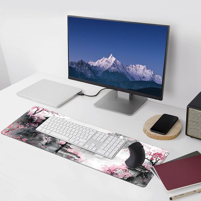 Japanese Cherry Blossom Large Mouse Pad, Gaming Keyboard Desk Pad, Extended - Image 6